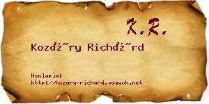 Kozáry Richárd névjegykártya